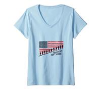 La liberté n'est Pas Libre : Hommage Patriotique aux héros américains T-Shirt avec Col en V, Femme, Bleu Céleste, XXL
