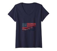 La liberté n'est Pas Libre : Hommage Patriotique aux héros américains T-Shirt avec Col en V, Femme, Bleu Marine, XL