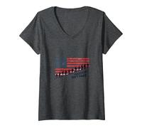 La liberté n'est Pas Libre : Hommage Patriotique aux héros américains T-Shirt avec Col en V, Femme, Chiné Foncé, XXL