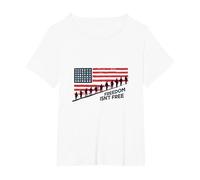 La liberté n'est Pas Libre : Hommage Patriotique aux héros américains T-Shirt, Femme Grandes Tailles, Blanc, 1X