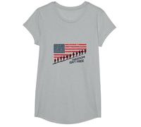 La liberté n'est Pas Libre : Hommage Patriotique aux héros américains T-Shirt, Fille, Gris Chiné, XS