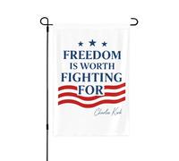 LA LIBERTÉ VAUT LA PEINE DE SE BATTRE POUR Charlie Kirk Drapeau de jardin Drapeaux de jardin personnalisés 12x18 Drapeau de décoration de jardin double face pour la maison