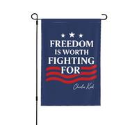 LA LIBERTÉ VAUT LA PEINE DE SE BATTRE POUR Charlie Kirk Drapeau de jardin Drapeaux de jardin personnalisés 12x18 Drape