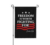 LA LIBERTÉ VAUT LA PEINE DE SE BATTRE POUR Charlie Kirk Drapeau de jardin Drapeaux de jardin personnalisés 12x18 Drape