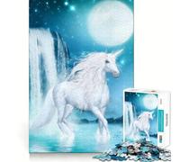 La Licorne à la Cascade Puzzle de 1000 pièces pour Adolescents Jeu de mémoire Système de Verrouillage sécurisé Pas de pièces Qui se détachent Jeu de Voyage idéal Cadeau pour Les méninges (38x52cm)