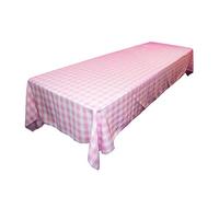 LA Linen Checkered Nappe rectangulaire en Polyester à Carreaux Vichy 152,4 x 366,8 cm, Rose/Blanc, 152,4 x 365,76 x 0,04 cm
