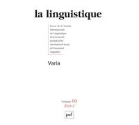 La linguistique 2024, vol. 60(2) - Collectif - Puf - broché - Revue