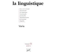 LA LINGUISTIQUE 2025, VOL. 61(1)