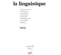 La linguistique 2025, vol. 61(1) - Collectif - Puf - broché - Revue