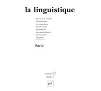 La linguistique 2026, VOL. 62(1)