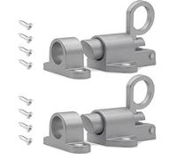 La Llareta 2 Pièces Boulon de Porte à Rebond, Automatique Verrou de Porte, Anneau de Traction de Sécurité, Rebond Automatique Avec Vis Loquet en Aluminium, pour les Fenêtres, Portails, etc(Argent)