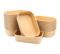 La Llareta 25 Pièces Emballage à Emporter, 1000ml/35oz Boîte à Lunch en Papier, Carton à Salade, Preuve D'huile et D'eau, pour a Emporter, Repas de Travail, Salade Fitness, Voyage