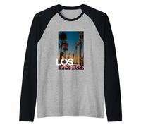 LA Los Angeles Palms Skyline Outfit, Los Angeles California Manche Raglan