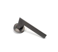 La Lourde - Poignée de Porte Alterna - Aluminium Noir - Haute Qualité - Portes Intérieures - Marque Française - Platine de Finition Ronde + Rosace à Condamnation - Carré 7/8 mm