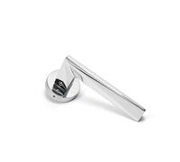 La Lourde - Poignée de Porte Diamentino - Aluminium Finition Chrome - Haute Qualité - Portes Intérieures - Marque Française - Platine de Finition Ronde + Rosace à Clé - Carré 7 mm