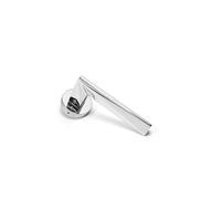 La Lourde - Poignée de Porte Diamentino - Aluminium Finition Chrome - Haute Qualité - Portes Intérieures - Marque Française - Platine de Finition Ronde + Rosace à Condamnation - Carré 7 mm