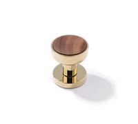 La Lourde - Poignée de Porte Laurette - Alliage de Zinc Doré + Bois Noyer - Haute Qualité - Portes Intérieures - Marque Française - Platine de Finition Ronde + Rosace à Clé