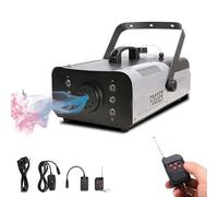 La machine à brouillard de 900 W comprend six lumières RVB, produisant 18 000 pieds cubes de sortie par minute. avec une capacité de 1 litre et une portée de télécommande de 10 mètres, il est idéal