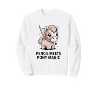 La Magie du Crayon Rencontre la Magie d'un Joli Poney Kawaii Sweatshirt