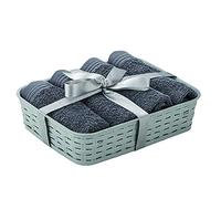La Maison 1975 Set de 4 Serviettes 30 x 30 cm Gris avec Panier Aries, Coton, 30 x 30 cm