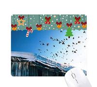 la maison blanche neige ciel oiseaux tapis de souris en jeu - office mat noël