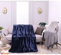 La Maison Couverture de luxe en velours synthétique doux super doux pour canapé-lit, grande taille 150 x 200 cm, bleu marine
