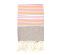 LA MAISON D'AMELIE Fouta 100 cm x 200 cm Five Gris Ciment, Bleu, Rose Fluo, Jaune et Blanc - 100% Coton - Finition Franges