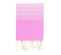 LA MAISON D'AMELIE Fouta 100 cm x 200 cm Miami Rose Rayures Blanches - 100% Coton - Finition Franges
