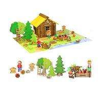 JeuJura - Jouet de construction - La Maison de la Nature - 95 pièces - en bois - Marron