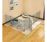 La maison de l'animal， Enclos for petits animaux, cage for chat, cage for chien, intérieur/extérieur, clôture en métal for chiot, lapin, chaton, hamster, cochon d'Inde, tortue, hérisson(144x108x46cma)