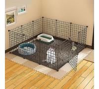 La maison de l'animal, Enclos for petits animaux, cage for chat, cage for chien, intérieur/extérieur, clôture en métal for chiot, lapin, chaton, hamster, cochon d'Inde, tortue, hérisson(108x108x46cmb)