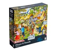 Puzzle 500 pièces Horses & Hounds | Grandes pièces, Illustration Artiste, Paysage scénique | pour Adultes | Cadeau Puzzle Deluxe