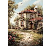 La maison Diamond Painting rose, Peinture Numero Adulte Canevas Kit Complet, Loisirs Créatifs, Strass Point de Croix Cristal Painting pour Adultes Débutants, Murale Maison Décoration 30x40cm O-115