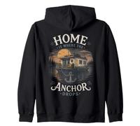 La Maison est l'endroit où l'ancre Tombe Houseboat Lake Life Sweat à Capuche