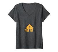 La Maison est l'endroit où se Trouve l'école L'éducation des mères à la Maison T-Shirt avec Col en V, Femme, Chiné Foncé, M