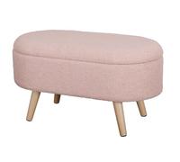 La Maison Grand tabouret ottoman en bouclette avec couvercle amovible et pieds en bois (rose pâle, grand banc)