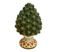 La Maison Unique: Pigna Siciliana h15 cm en céramique de Caltagirone avec pied décoré entièrement à la main - Idée bonbonnière, cadeau (vert)