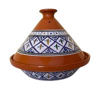 La Maison Unique: Tajine Terre cuite Marocaine Tunisienne Diamètre 32 cm Cocotte Pression Avec Couvercle Plat Ethnique Marocain Cuisine Santé - Qualité Premium - Bleu