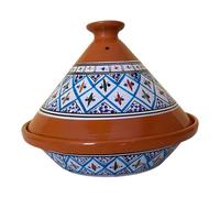 La Maison Unique: Tajine Terre cuite Marocaine Tunisienne Diamètre 32 cm Cocotte Pression Avec Couvercle Plat Ethnique Marocain Cuisine Santé - Qualité Premium - Turquoise