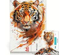La Majesté du Tigre Puzzle de 1000 pièces pour Adolescents Jeu de logique et de Sens Paisible et Amusant Bords Lisses Cadeau créatif 38x52cm