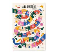 La Majorette À Moustache - Affiche Jeu À la quête de Paris - 50 x 70 cm - Livrée dans Un Tube Protecteur en Carton (53 cm x 6 cm) pour Les Amateurs de Culture Française