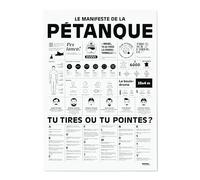 LA Majorette À Moustache - Affiche Le Manifeste de la Pétanque - 50 cm x 70 cm - Livrée dans Un Tube Protecteur en Carton (53 cm x 6 cm) pour Les Amoureux du Jeu de Boules