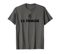 La Mancha Moulin à Vent Espagnol Don Quichotte Imprimé Noir T-Shirt