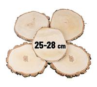 La Manuli Lot de 5 Rondelles de Bois, Diamètre 25-28 cm, Épaisseur 2,5 cm, Idéal pour Bricolage, Artisanat, Décoration de Table, Peinture | Rondins de Bois avec Écorce Naturelle (5)