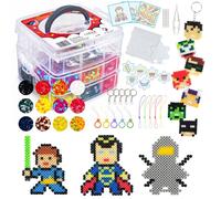La Manuli Lot de 6 000 perles à repasser assorties 5 mm Midi en 20 couleurs - Super Hero Perles à coudre avec motif grandes plaques, boîte de rangement