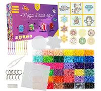 La Manuli Perles À Repasser Set 11 000 Pièces - 36 Couleurs, 5mm Fusible Perles Bricolage Enfant avec 3 Plaques, Pince, Porte-clés, Pendentifs et Accessoires pour Création de Bijoux et DIY