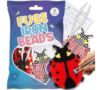 La Manuli Plaques de perles à repasser avec modèles assortis - Coccinelle + perles gratuites | Plaques transparentes Midi | Accessoires | Un bon cadeau pour les enfants à partir de 5 ans (coccinelle)