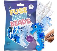 La Manuli Plaques de perles à repasser avec modèles assortis - Hippocampe + perles gratuites | Plaques transparentes Midi | Accessoires | Un bon cadeau pour les enfants à partir de 5 ans (hippocampe)