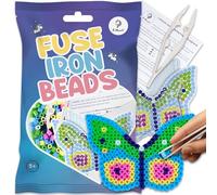 La Manuli Plaques de perles à repasser avec modèles assortis - Papillon + perles gratuites | Plaques transparentes Midi | Accessoires | Un bon cadeau pour les enfants à partir de 5 ans (papillon)