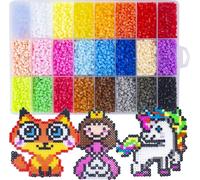 La Manuli Perles à Repasser Set 24 000 Pièces Mini 2.6mm 24 couleurs Fusible Perles Bricolage Enfant avec 5 Plaques, Pince, Porte-clés, Pendentifs et Accessoires pour Fabrication de Bijoux, DIY